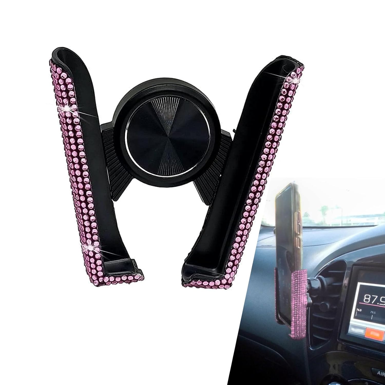 Pack-1 Car Mobile Phone Holder Bling Rhinestone Air Conditioning Outlet Navigation Holder Women Cell Phone Mount Sutible for