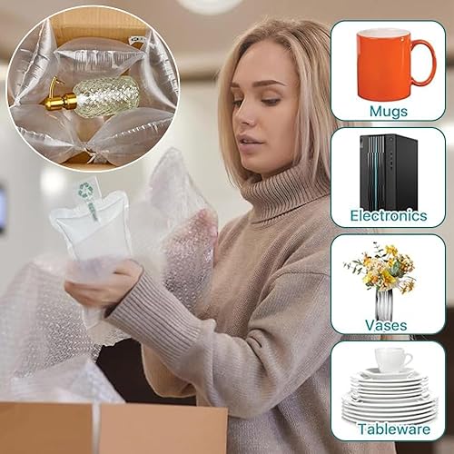 Miniatura 10 de Miupoo Bolsas de aire de embalaje, bolsa protectora de embalaje de aire inflable de plástico transparente con cojín de bomba gratis, bolsa de
