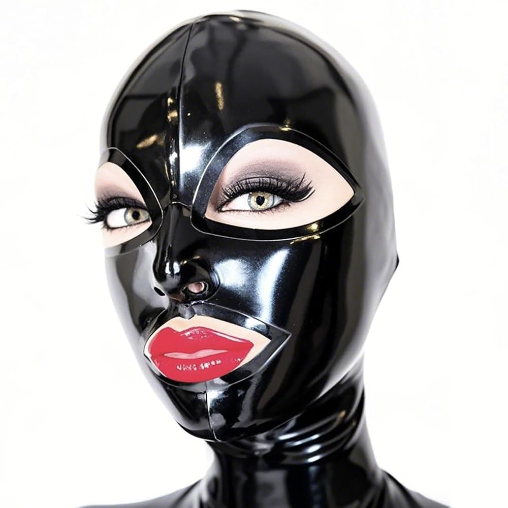 A sleek and sexy latex mask