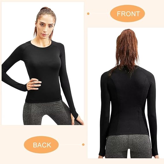Women's Fleece Lined Thermal Long Sleeve Compression Shirts