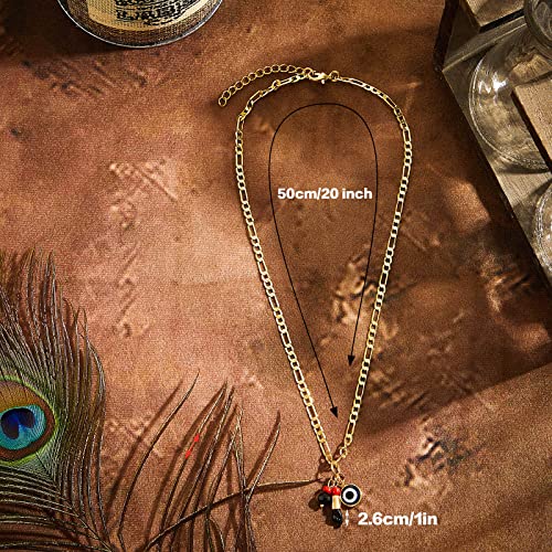 MTLEE 3 Pieces Gold Plated Azabache Evil Eye Necklace Figa Protection Jewelry2