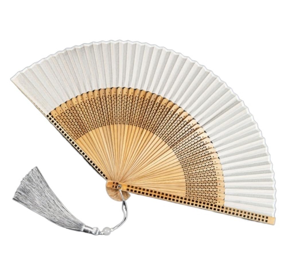 Folding Fan Handheld Hollow-carved Design Hand Fan Chinese Handheld Cheongsam Accessories Folding With Tassels Summer Travel(D)