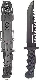 Generic Faca Tática Militar Esportiva Caça Mergulho Pesca Com Bainha Rígida Camping Trilha (Preto)
