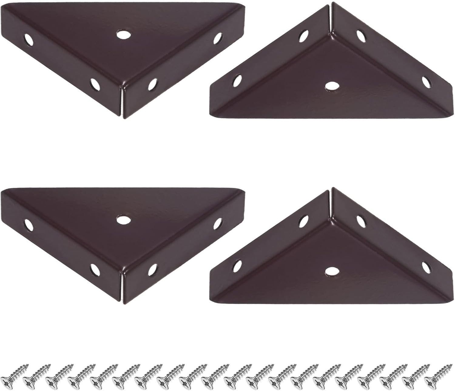 M METERXITY 4-Pack L-Shape Corner Brace, 2.56 x 2.56 in Stainless Steel Right Angle Support Brackets with Screw for Shelves/Wood Furniture/Cabinet, Fastener Joint [White]