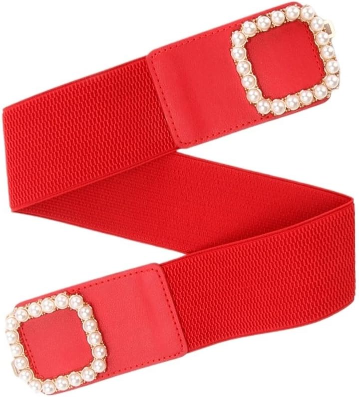 Women's Wide Waistband Decoration With Elastic Pearl Sweetness Paired With Skirts Dresses Versatile Belts