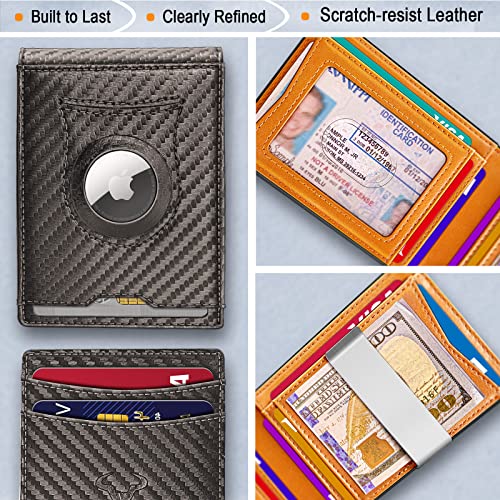 BULLIANT Men Wallet,Slim Leather Wallet RFID Blocken for Gift Men Standard & Airtag Use 11Cards3