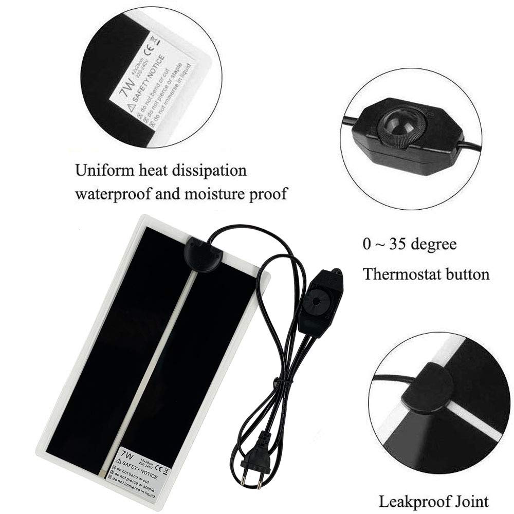 Reptil Heizmatten, 28x15CM Nicht-klebendes Terrarium Heizkissen für Reptilien Schildkröten Schlangen Eidechse Gecko Einsiedlerkrebs Amphibien - Abnehmbares Unter Tank Reptil Heizmatte - 4