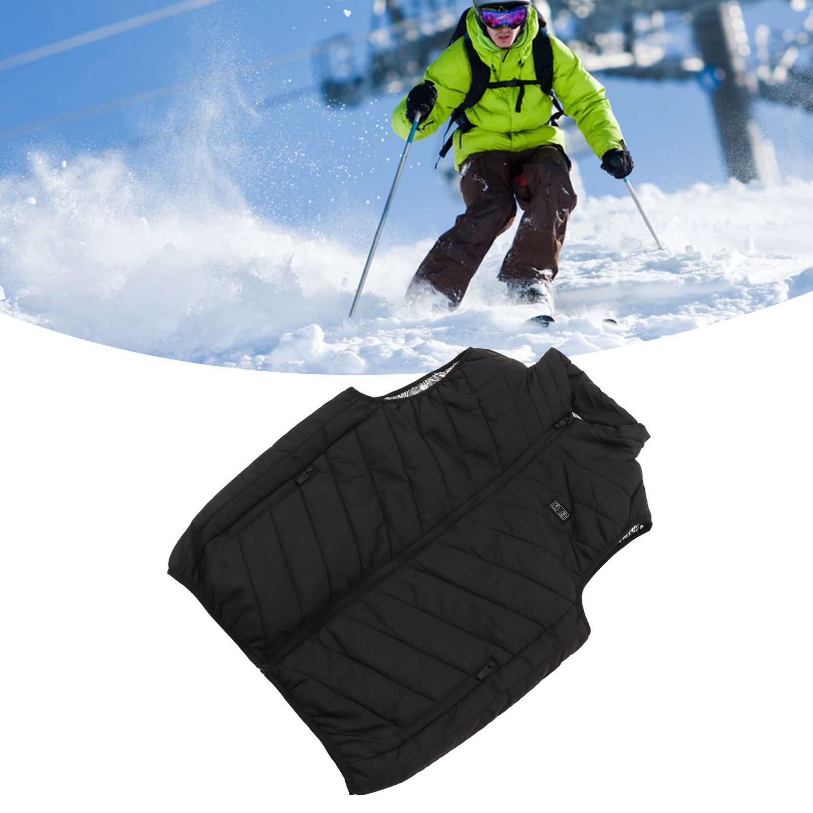 Fydun Gilet Riscaldato a 11 Posti Gilet Riscaldante Elettrico USB a Doppio Controllo Giacca Riscaldante per Vestiti Riscaldanti Neri per Esterni Invernali Famiglia Applicata XL