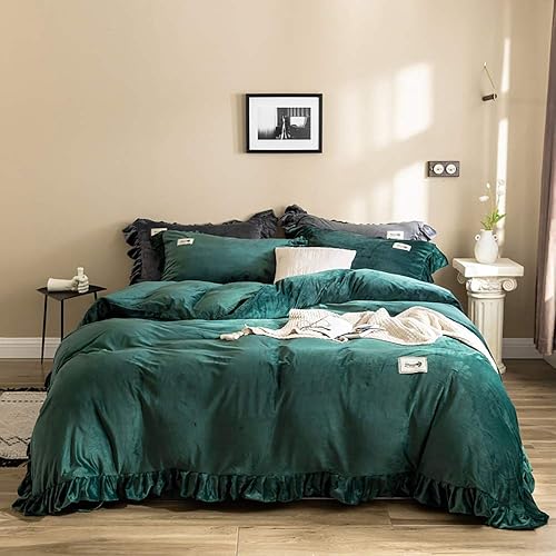 AXOIN HZH FMOGG King Size Bedding Set, Duvet Cover Double Grey Velvet, Velvet Bedding Set Double Bed Winter Duvet Cover Set Twin King Double Size disponible en Yaxa Colombia