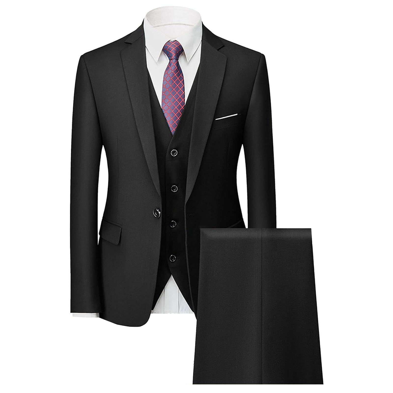 Completo da Uomo 3 Pezzi Slim Fit Formale da Matrimonio con Un Bottone, Giacca, Gilet, Pantaloni, Abiti Lavoro