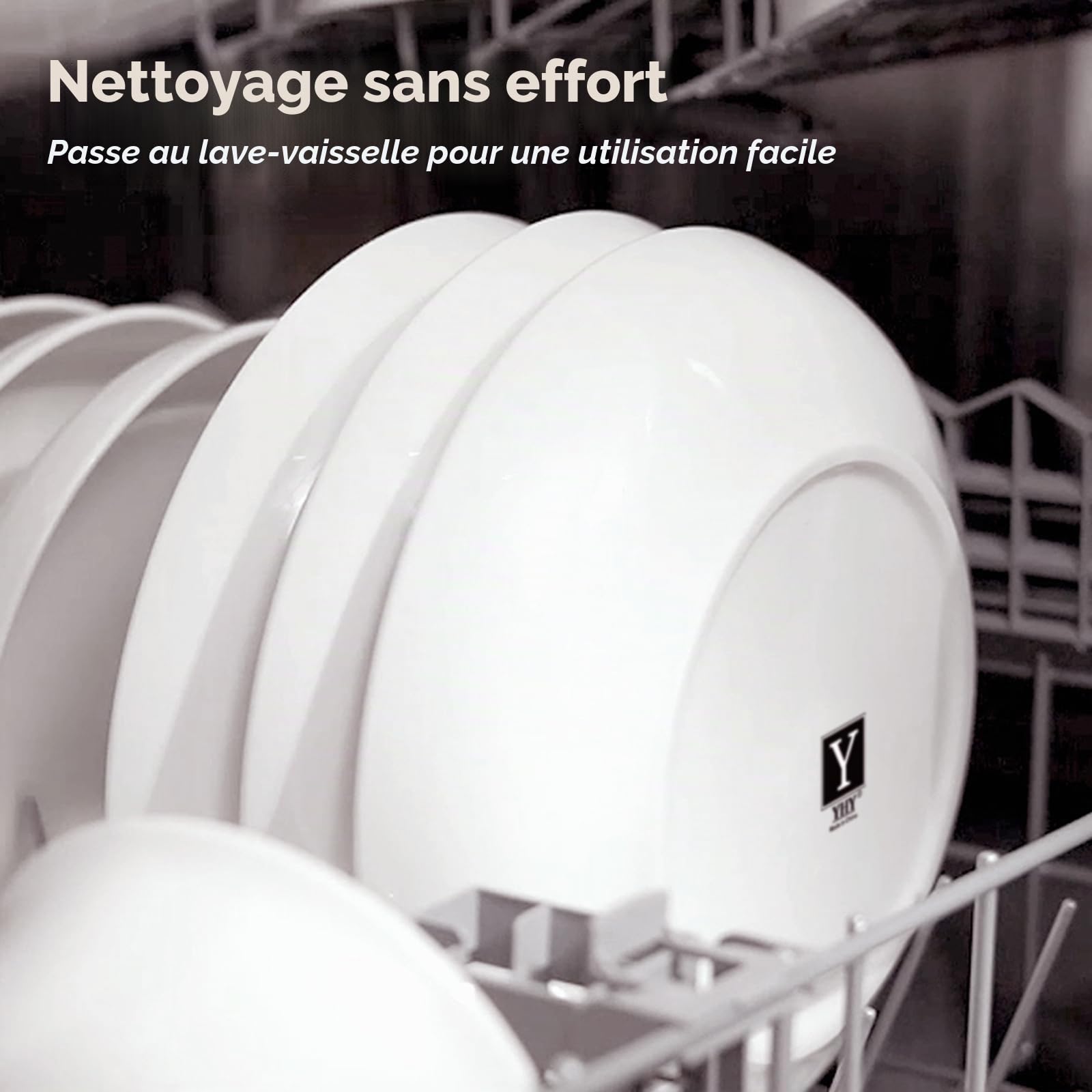 Y YHY Lot de 4 grands bols à pâtes de 24,8 cm, grands bols à salade de 1,4 l, bols de service en céramique, larges et peu profonds, passent au micro-ondes et au lave-vaisselle, blanc