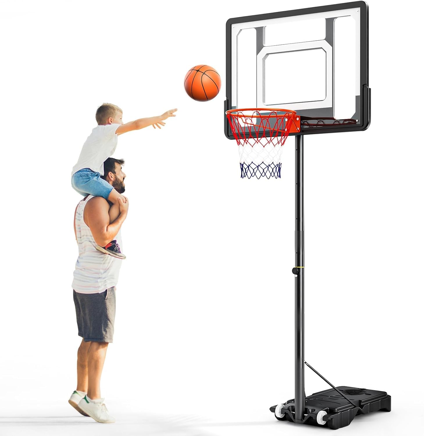 Basketballständer, höhenverstellbarer basketballkorb 1,54–2,1 m, tragbare Basketballkörbe und -Tore für Kinder, Jugendliche und Erwachsene, Verdickter Boden