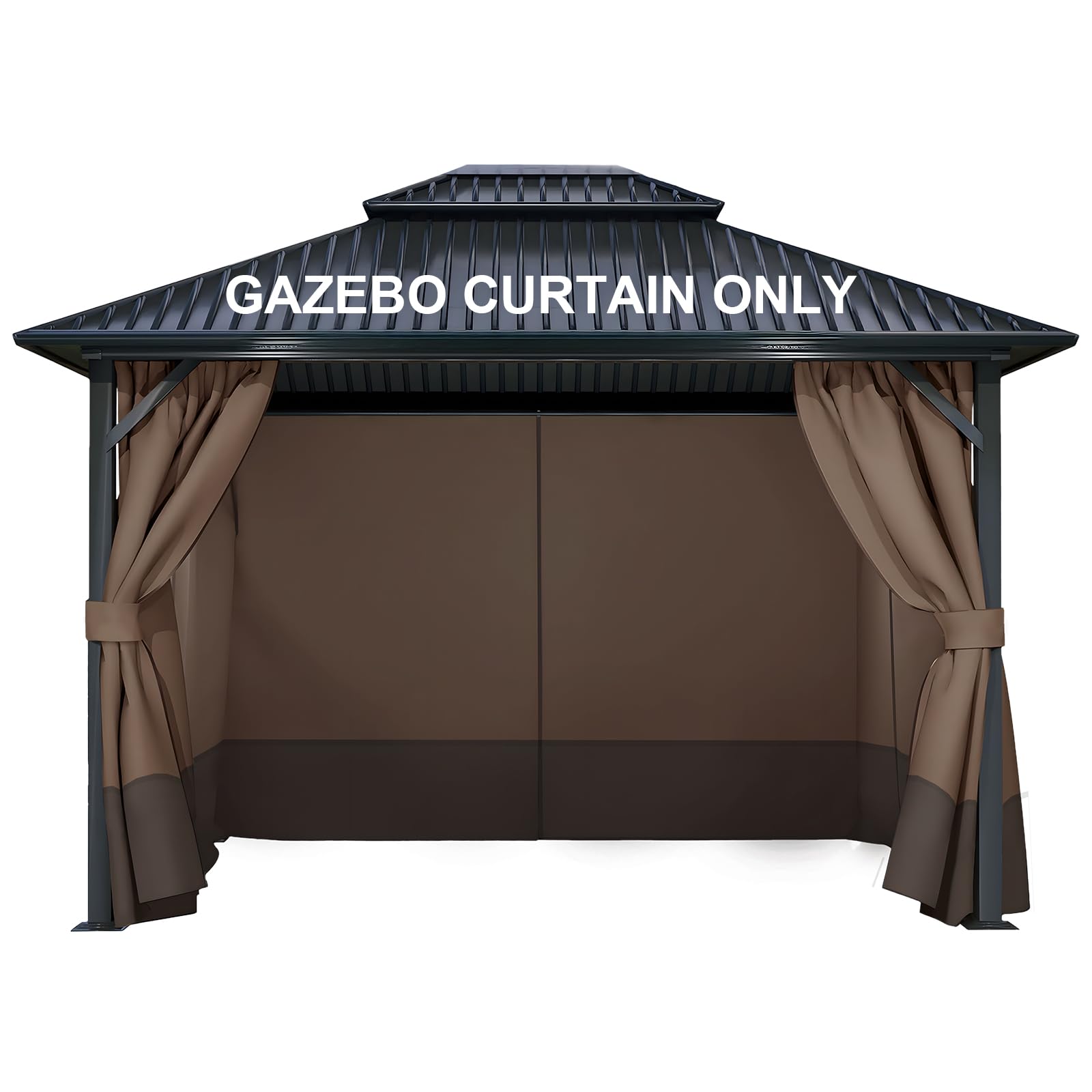 COWVIE 4-Panel 12' x 16' Gazebo Replacement Curtains, Patio Privacy Sidewalls with Double Zipper, Replacement for Outdoor Gazebo Canopy (Curtain Only)
