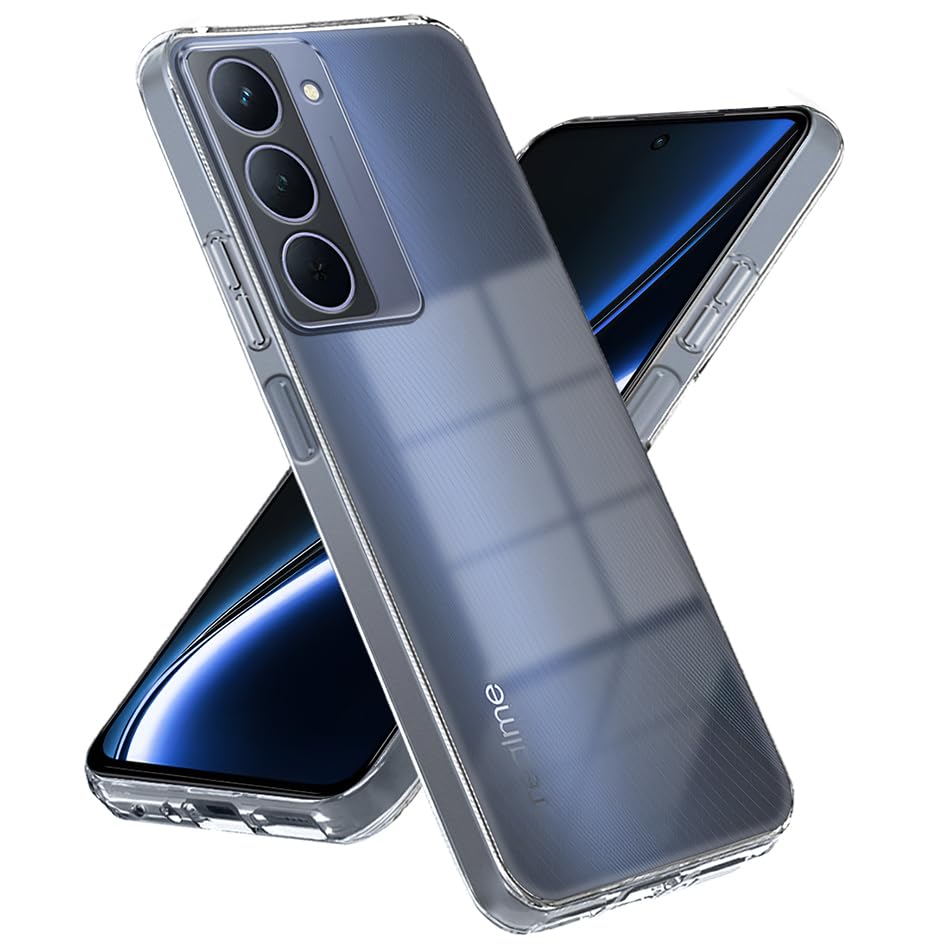 Image of Fashionury Crystal Clear Case for Realme P3x 5G / Realme 14X 5G | Yellowing Resistance | Transparent TPU Silicone | Raised Camera Lips | Slim Transparent Cover