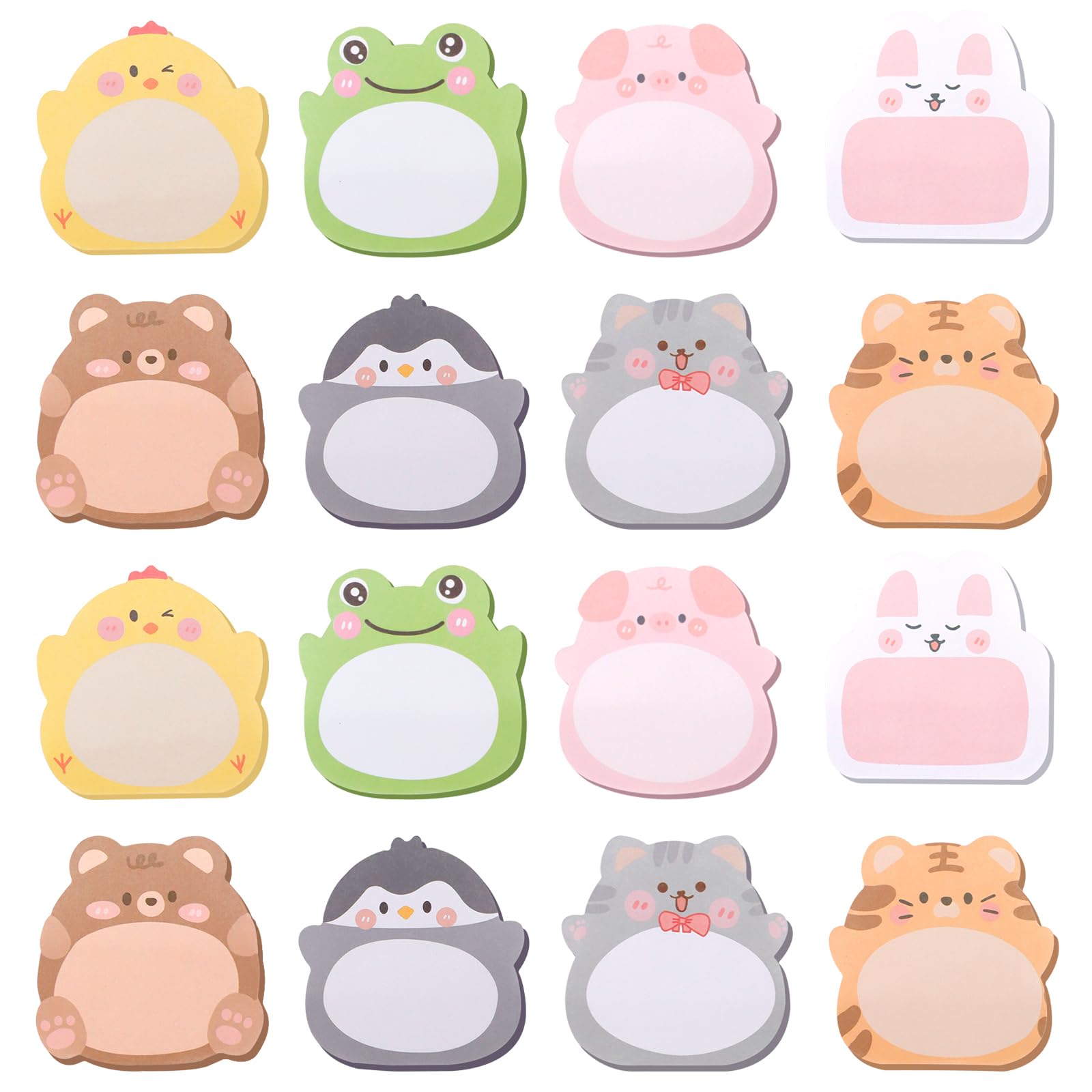 16 Packs Sticky Notes Cartoon Animal, Self-Stick Note Pad Set, Cute Sticky Labels Shaped Memo, Book Tabs Funny Novelty Annotation tabs for Student Kids Gifts Home Office School(8 Styles)