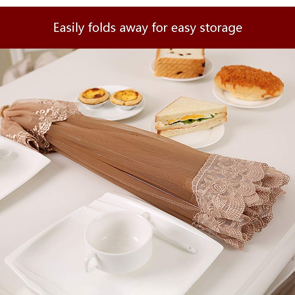 Vliegenkap, opvouwbare taartafdekking, afdekking voor eten, voedselafdekking, perfecte vliegenbescherming, opvouwbare vliegenscherm, voor picknick, barbecue, fruitschaal, eetkamer, 32 x 32 cm, wit, 1 stuk