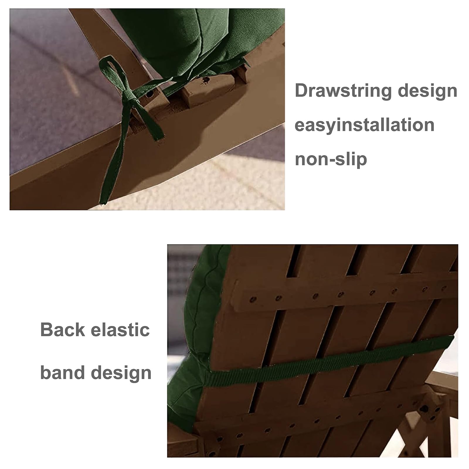 Générique Adirondack Coussin de Chaise de Jardin, Coussin de Chaise à Bascule à Dossier Haut Coussin de Salon Capitonné pour Patio Intérieur et Extérieur à Dossier Haut (Vert)