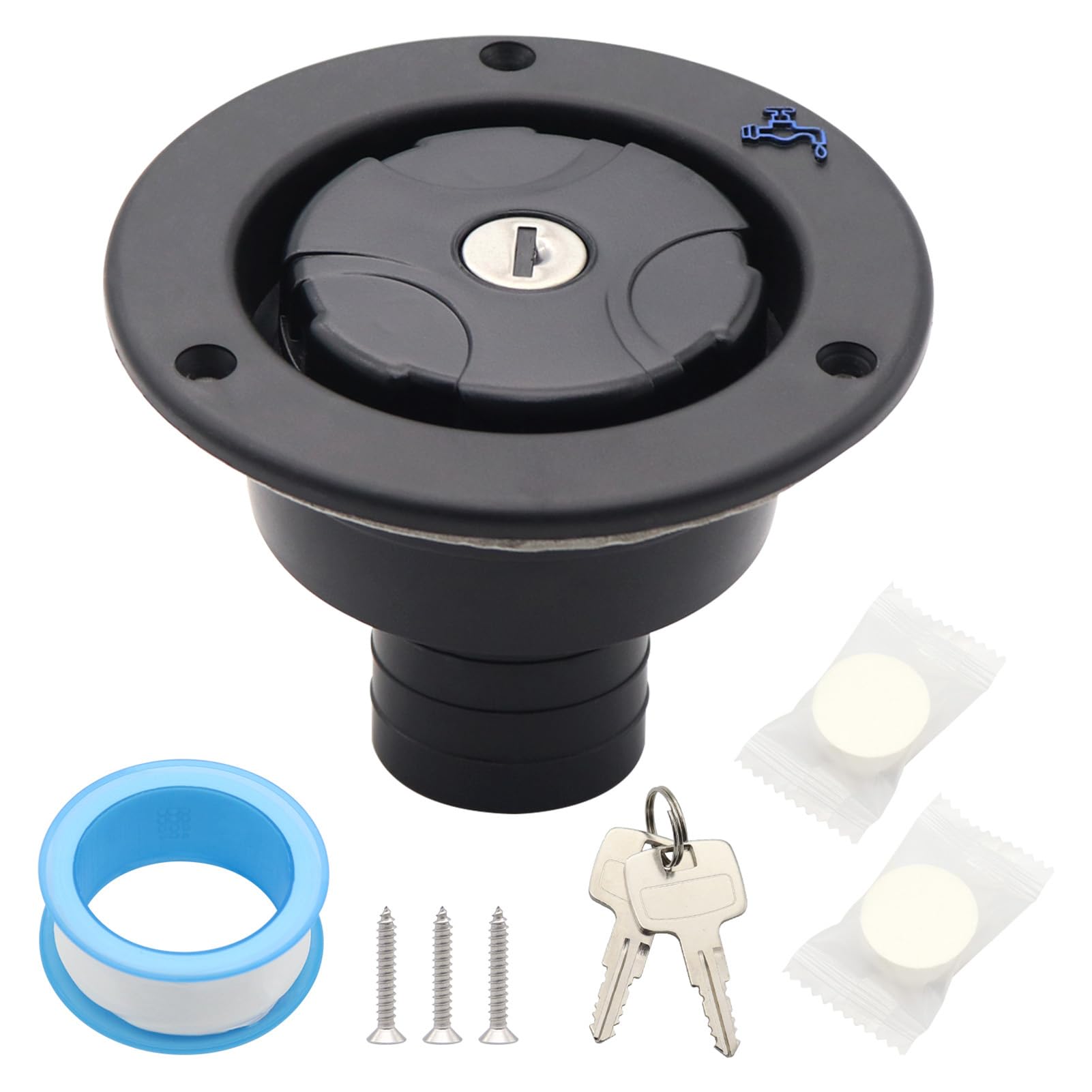 Yixannx Black Tank Caps Accessory With Lockable Filler Neck Water Fill Inlet Functional Upgrade Rv Experience Fresh Water Tanks For Rv Camper Fresh Tanks,