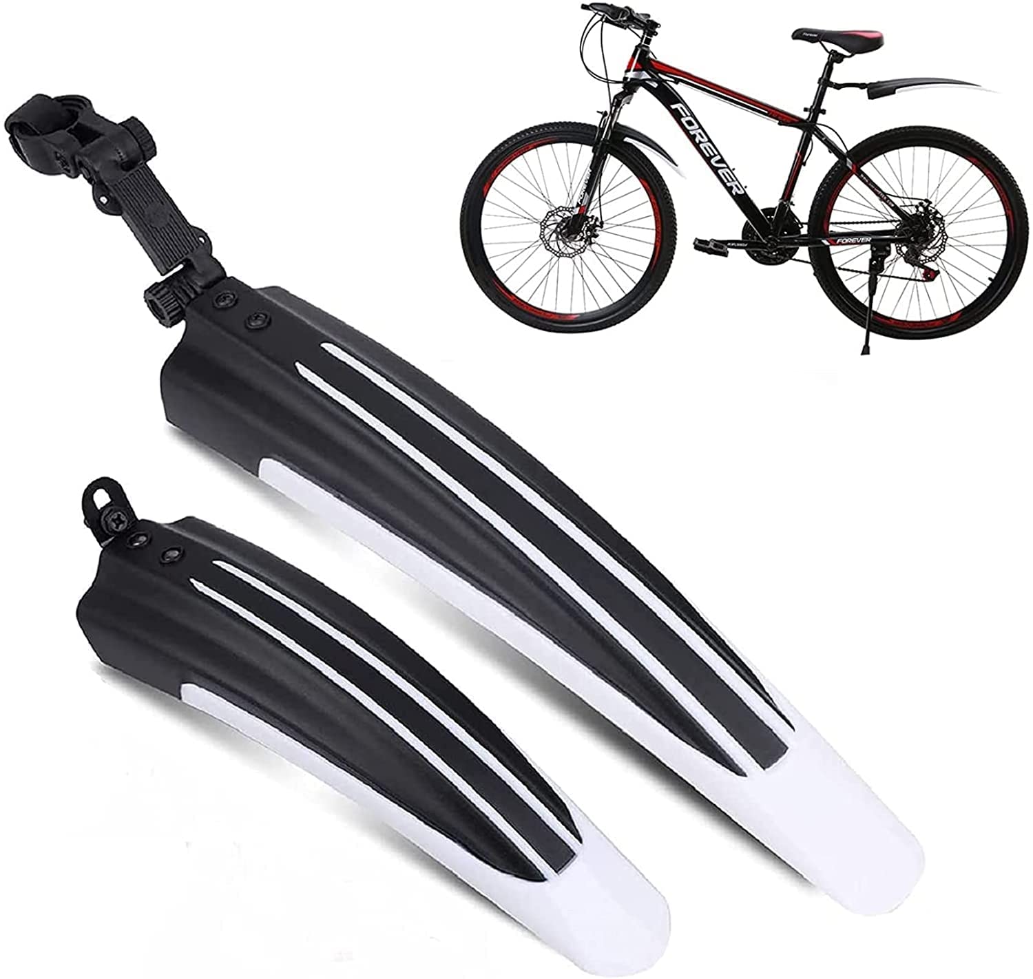 FAELNK Parafango Bici Parafango Anteriore Posteriore per Bicicletta per Bambini Regolabile Parafanghi Bici per 16-18 Pollici Facile da Installare Nero
