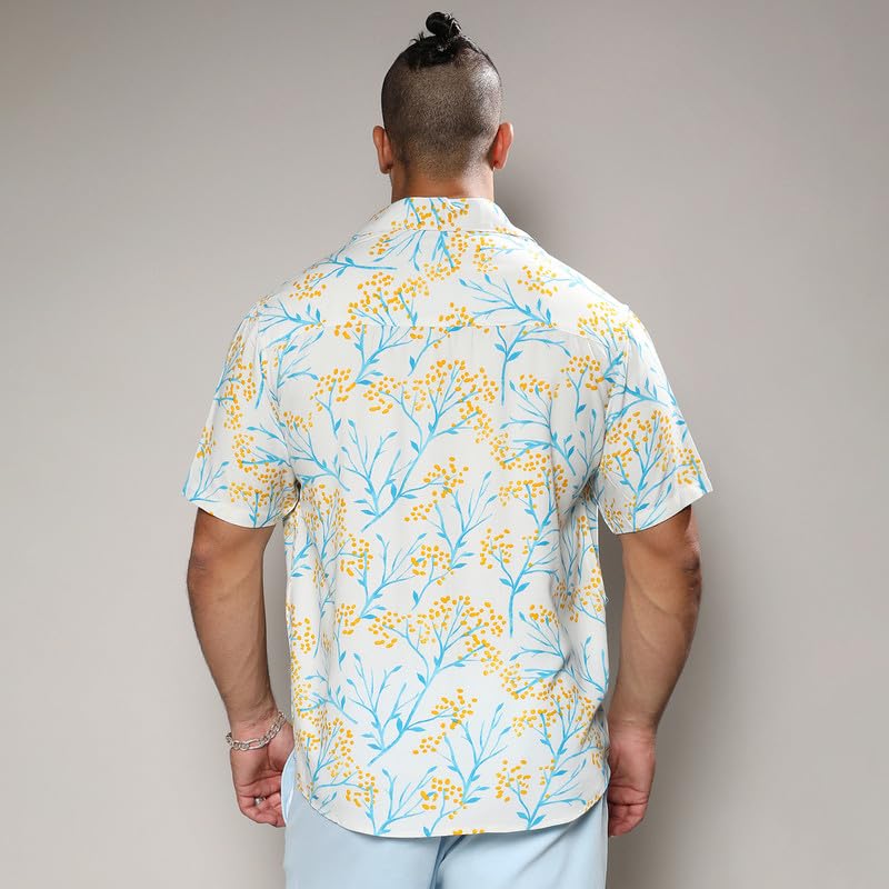 Image of Instafab Plus Men's Shirt for Casual Wear | Spread Collar | Short Sleeve | Button Closure | Plus-Size Fit | Cotton Shirt Crafted with Comfort Fit for Everyday Wear