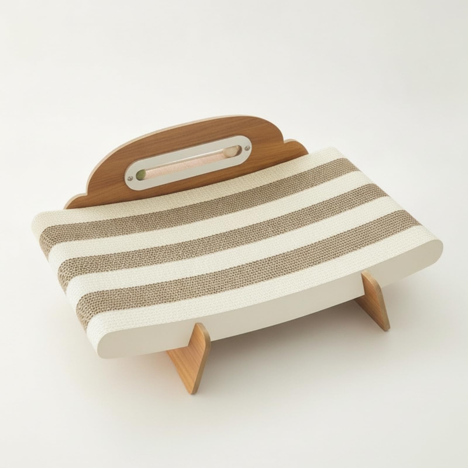 Griffoir pour Chat en Forme Canapé avec Surface en Support en Bois Grainé Lit Confortable pour Gratter et Dormir Jouet à Cataire pour Pièce Vie