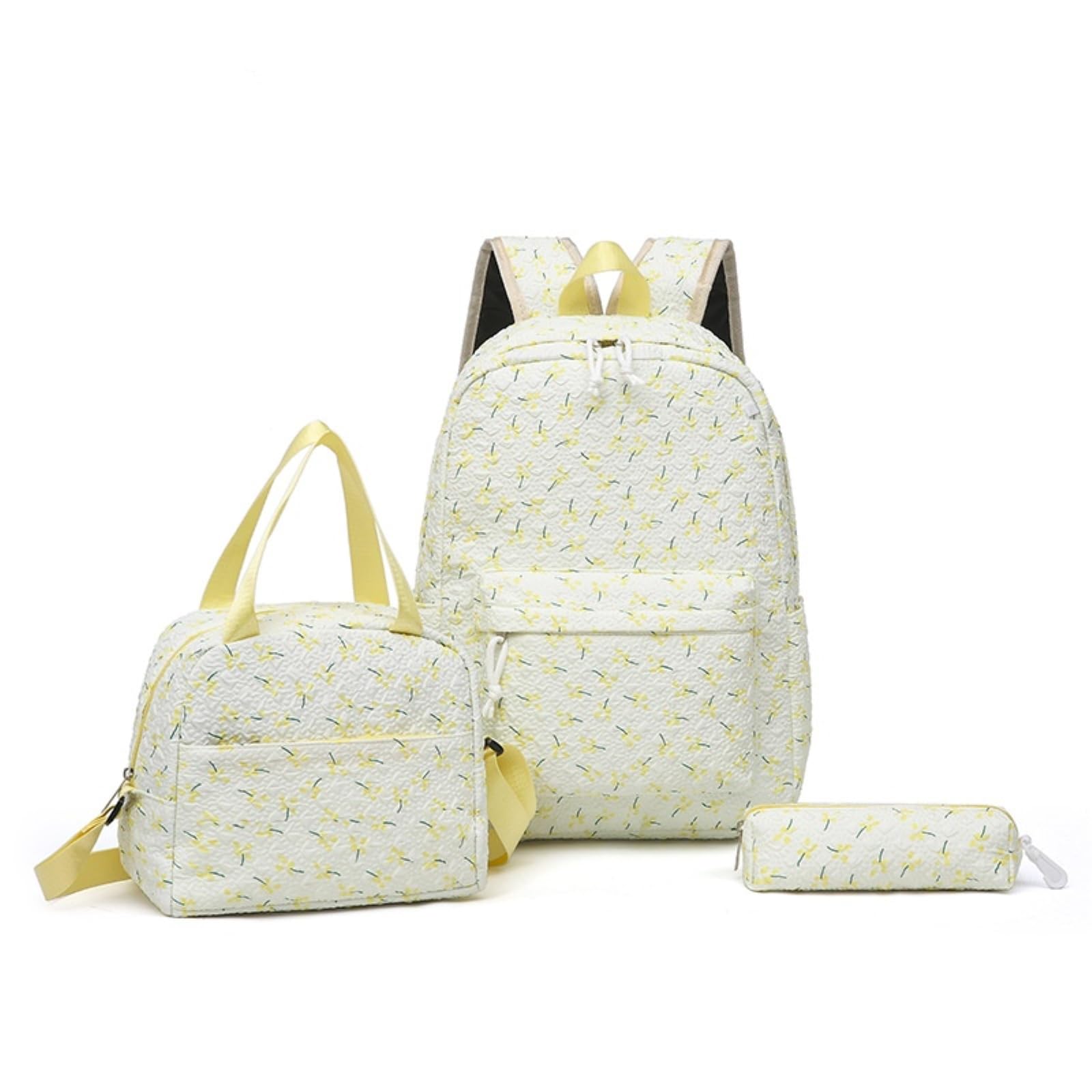 Zaino da Viaggio 3 in 1 Tiny-Floral Stampa Set Scolastico con Sacchetto A Pranzo E Borsa Matita per Ragazze Adolescenti
