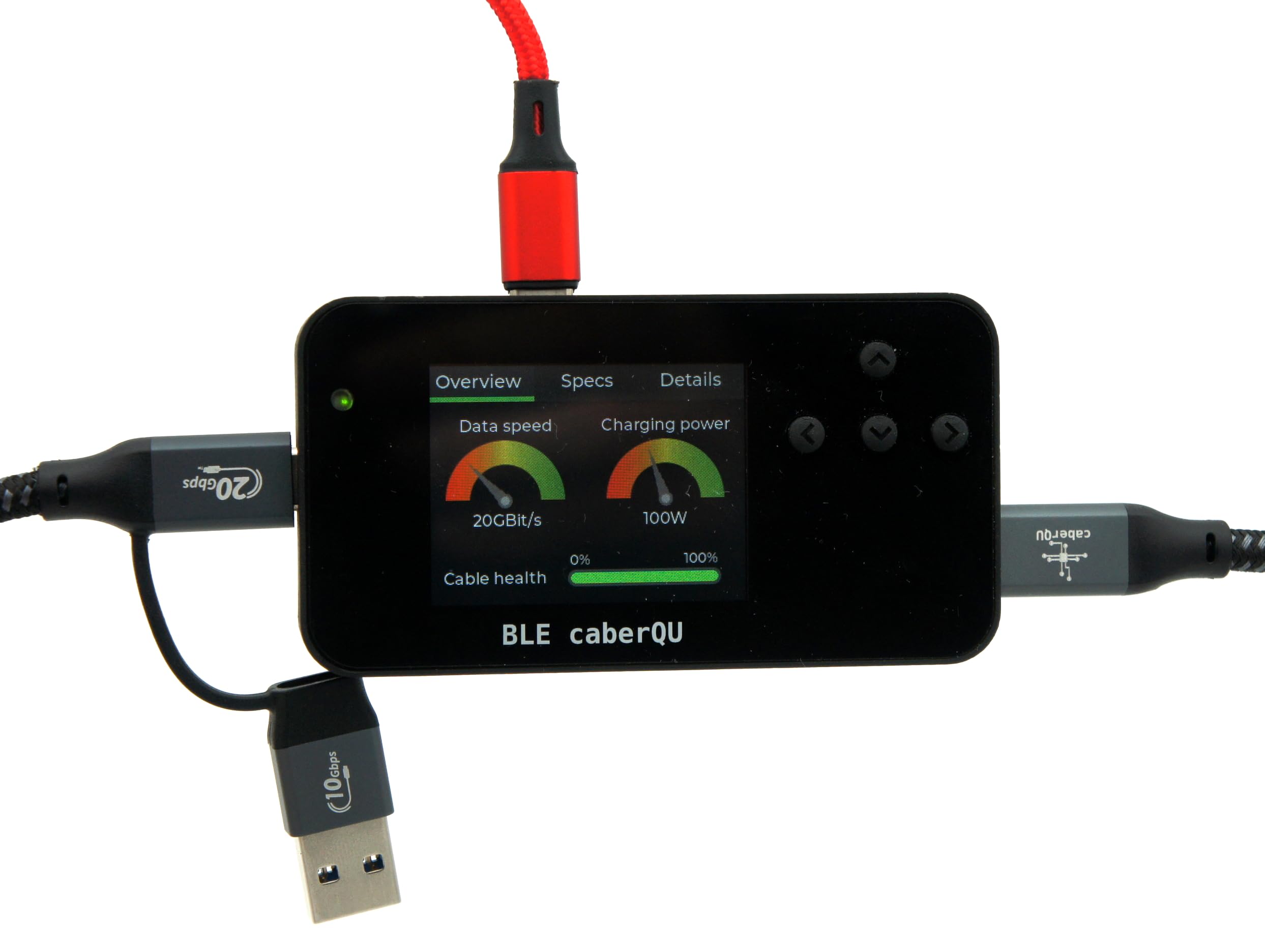 caberQU Adapter USB-A do oficjalnego aktywnego dodatku BLE do testera kabli BLE, testowanie USB-A do USB-C (niestandardowy adapter) (z podwójnym kablem USB 3.2)