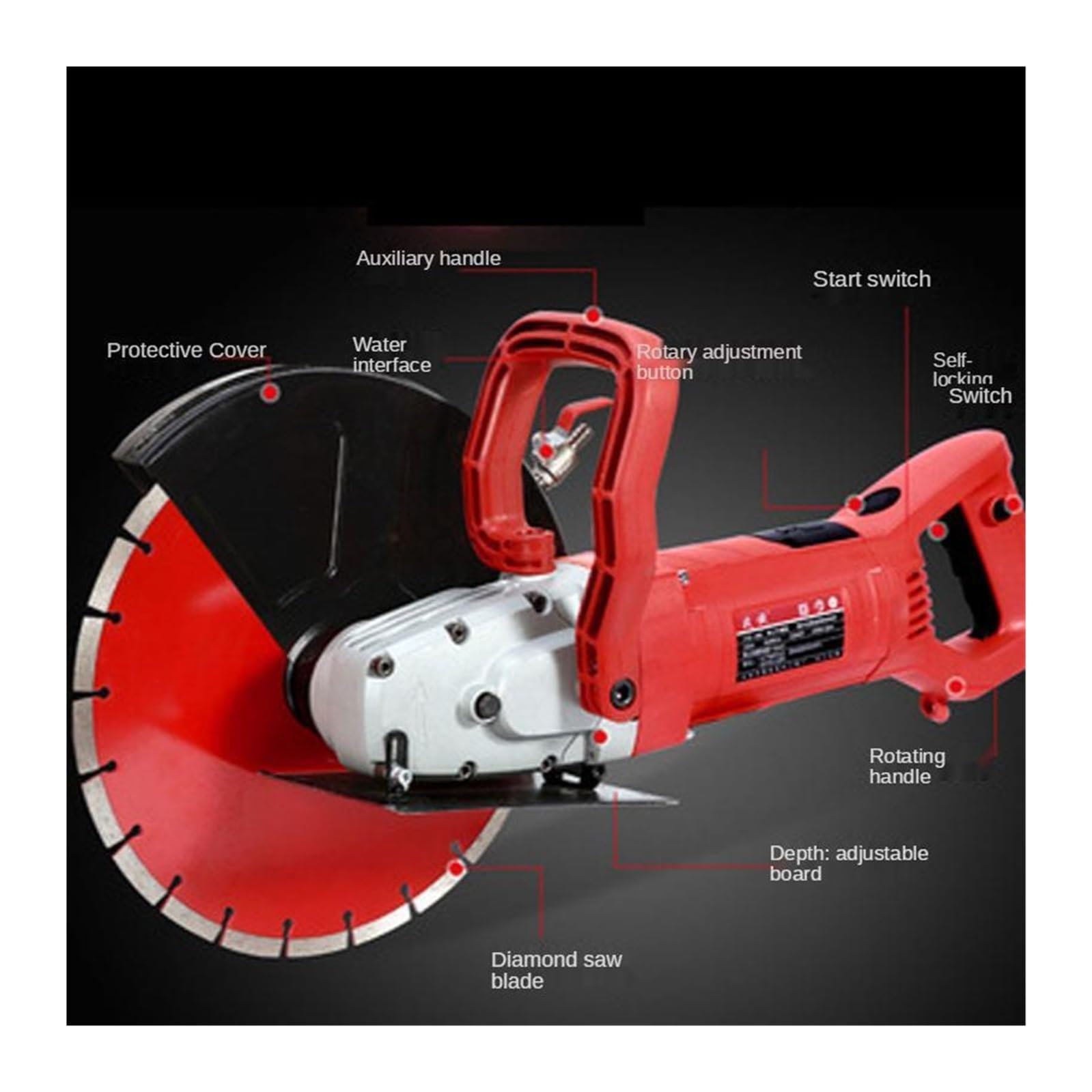 3000W Wielofunkcyjna maszyna do szczelinowania ścian Elektryczna maszyna do szczelinowania Maszyna do cięcia betonu + Diamentowa tarcza tnąca Do użytku domowego
