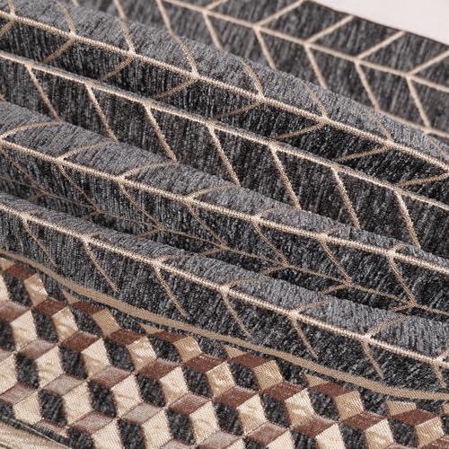 Image of Premium Chenille Woven Anti-Slip 6 Seater L-Shape Sofa Cover | L-Shape Sofa Seat Protector for Living Room | Durable & Stylish Slipcover - Dark Grey 3D