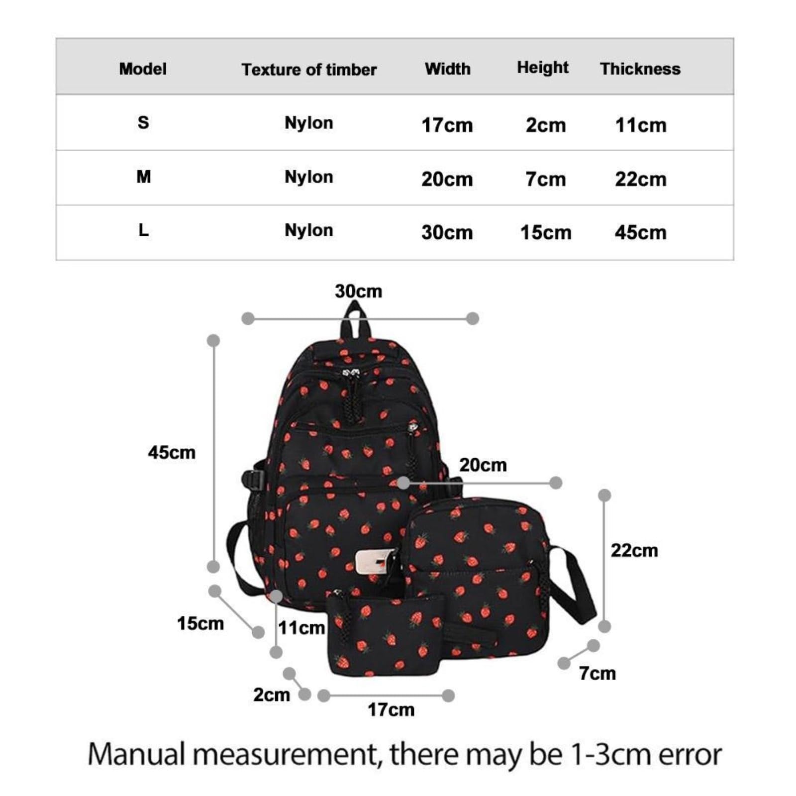 Rucksack 3 Set Große Kapazität Einfache Modische Schultasche Verstellbarer Gurt College Tasche Reisen-c