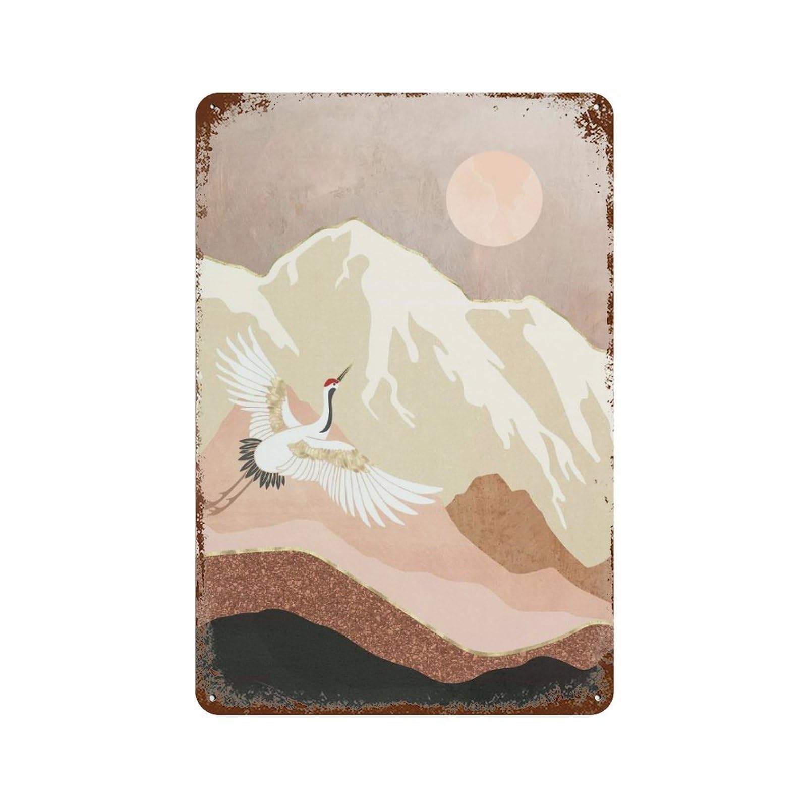 Sugar Mountain Crane Rust Effect Tin Sign 11.8"x7.9", Industrial Home Decor for Basement, Hobby Room And Garage Decor