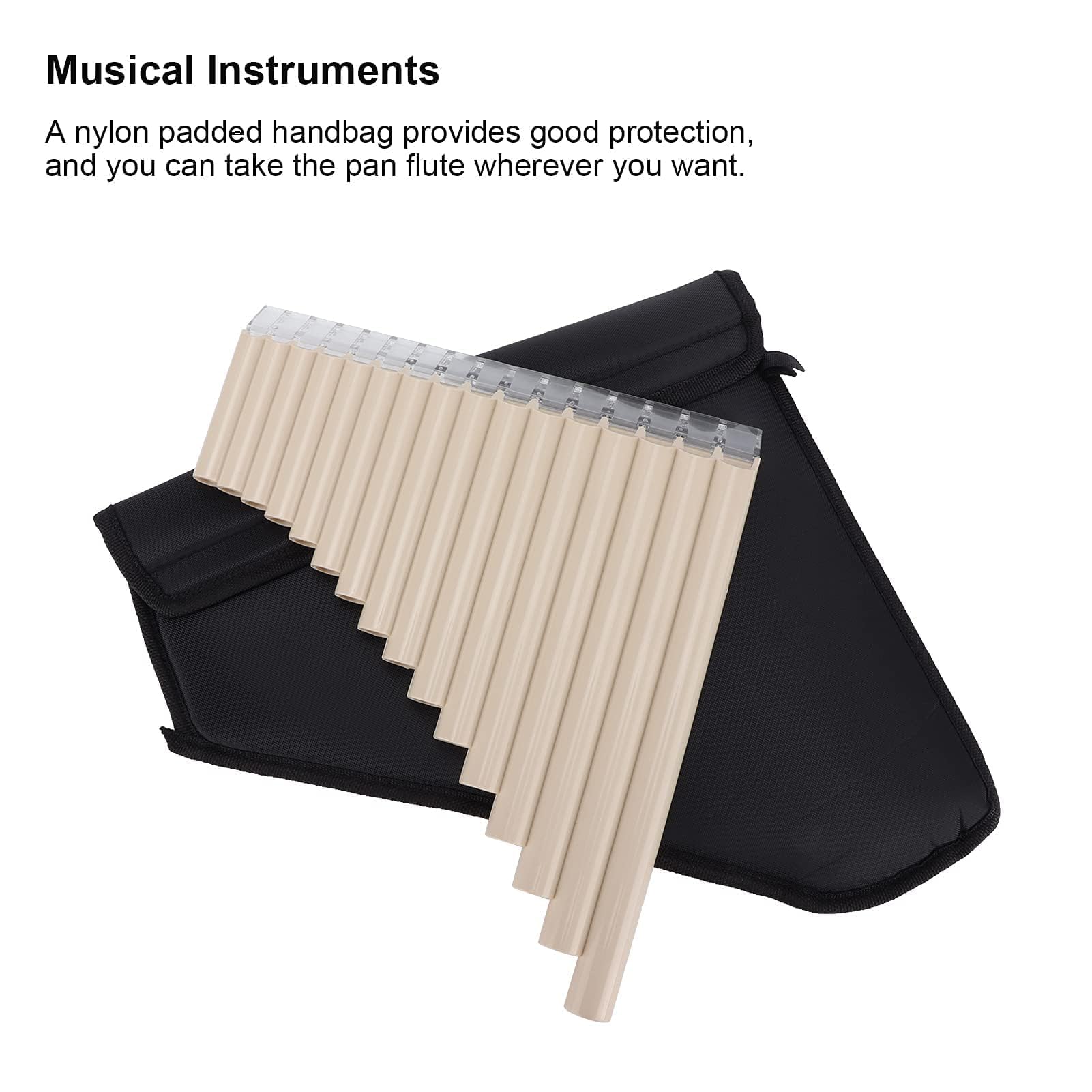 Flûte de Pan en Plastique avec Sac de Transport en Carton, Flûtes de Pan Do Apprentissage Facile Flûte de Pan à 18 Tuyaux pour les Adultes Débutants Développant Leur Sens de Musique (Blanc)