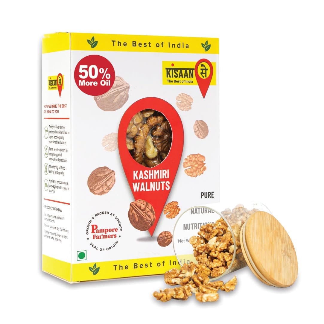 Kisaansay Kashmiri Walnuts 30gms, Without Shell, Best Oil Content, Vacuum-Packed At Source, Fresh as Just Harvested, Fresh Akhrot Giri