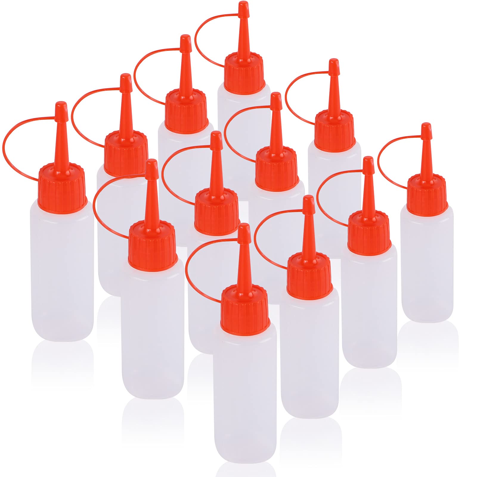KINMAD 12 pcs 2 oz Plastic Empty Paint Crafts Squeeze Bottles for Glue, Condiments, and Cake Decorating