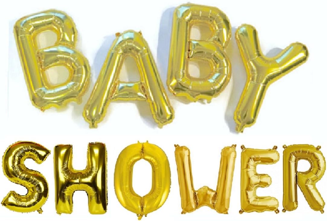 Kala Decorators Solid "Baby Shower" Letters Set Golden Foil Balloon for Birthday,Wedding,Festival,Anniversary Balloon