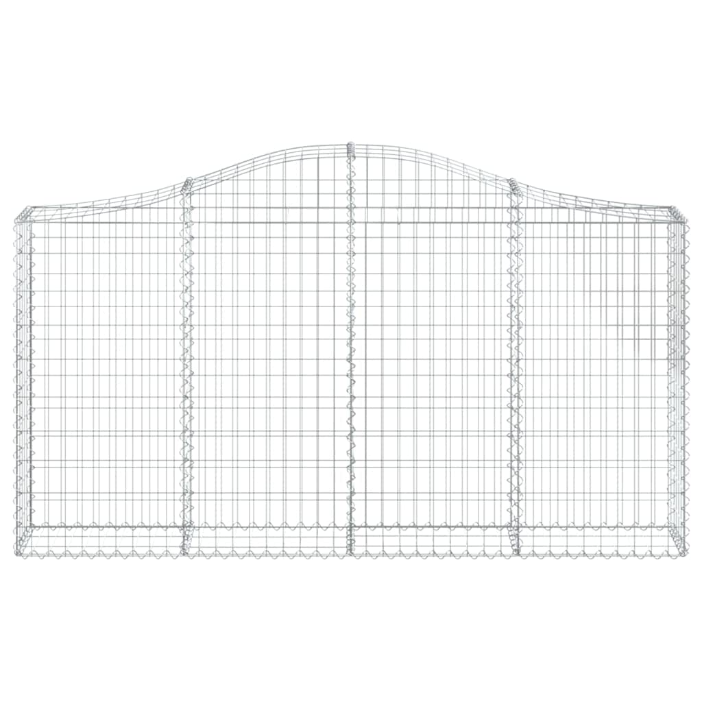 Gabionen mit Hochbogen 5 STK. 200 x 30 x 100/120 cm verzinktes Eisen, Gartenbarriere, dekorative Gabionenkörbe, 3,5 mm Draht, Winddicht, robust, Terrasse, Vorgarten
