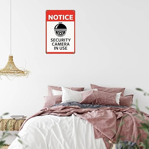 Miniatura 7 de Security Camera Notice Funny Wall Decor Retro Metal Sign Poster for Garage Man Cave Bathroom Bedroom Farm Inspirational Popular Wall Art 8x12 Inch