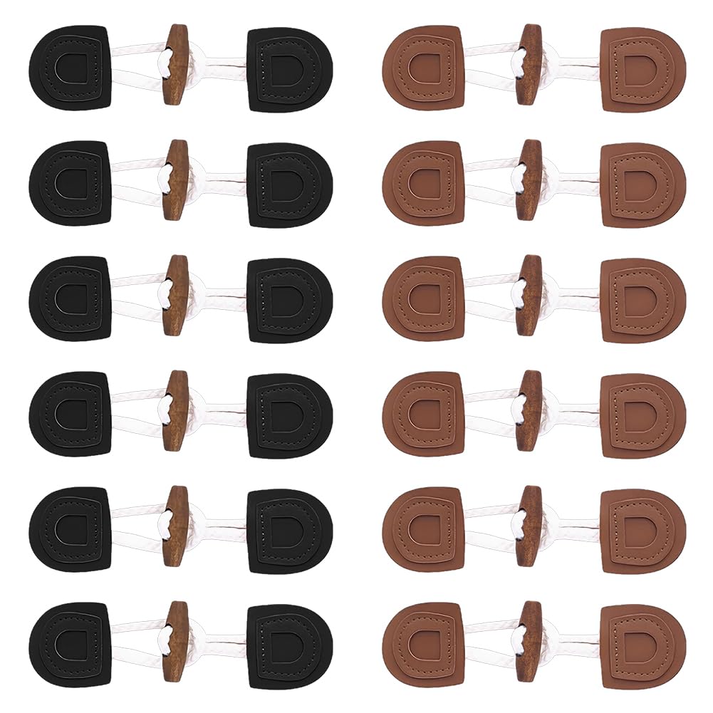 Boutons à bascule en cuir WEBEEDY marron noir pour couture vêtement manteau DIY mercerie