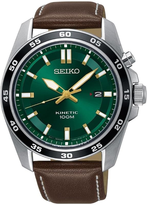 Seiko Herren-Uhr Kinetik Edelstahl mit Lederband