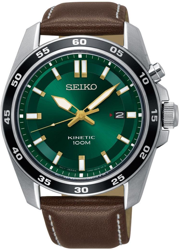 Seiko Herren-Uhr Kinetik Edelstahl mit Lederband