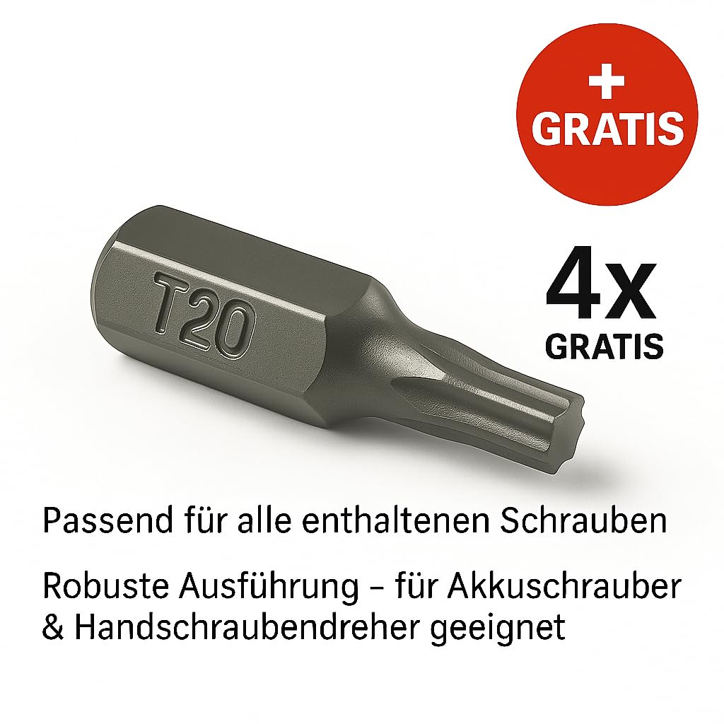FRACKMANN Edelstahl Schraubenset 320 Teile – V2A Holzschrauben & Spanplattenschrauben 4x30 bis 4,5x80 – inkl. 4 TX Bits & Sortimentskoffer – Profiqualität Made in Germany