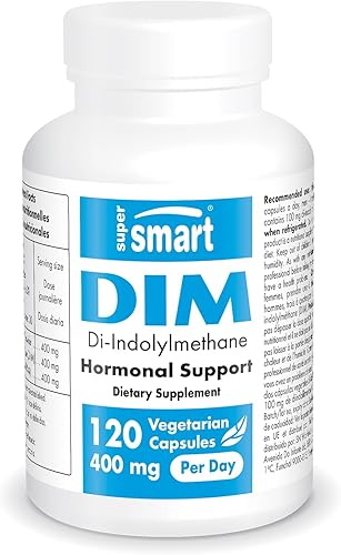 Supersmart - Suplemento DIM de 400 mg por día (diindolilmetano) - Equilibrio natural para hombres y mujeres | Sin OMG y sin gluten - 120 cápsulas