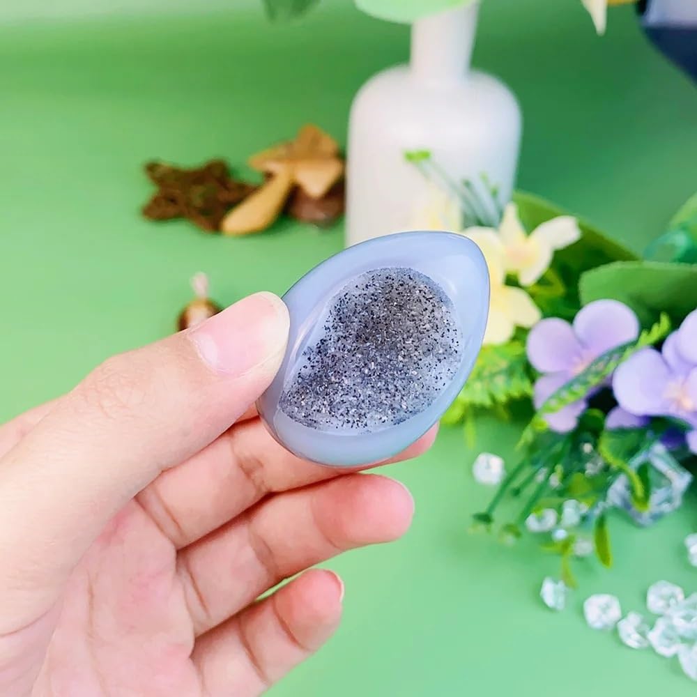 MDBJTCYZN Beautiful Quartz Agate Egg Shaped Crystal geode Home Decoration Gift
