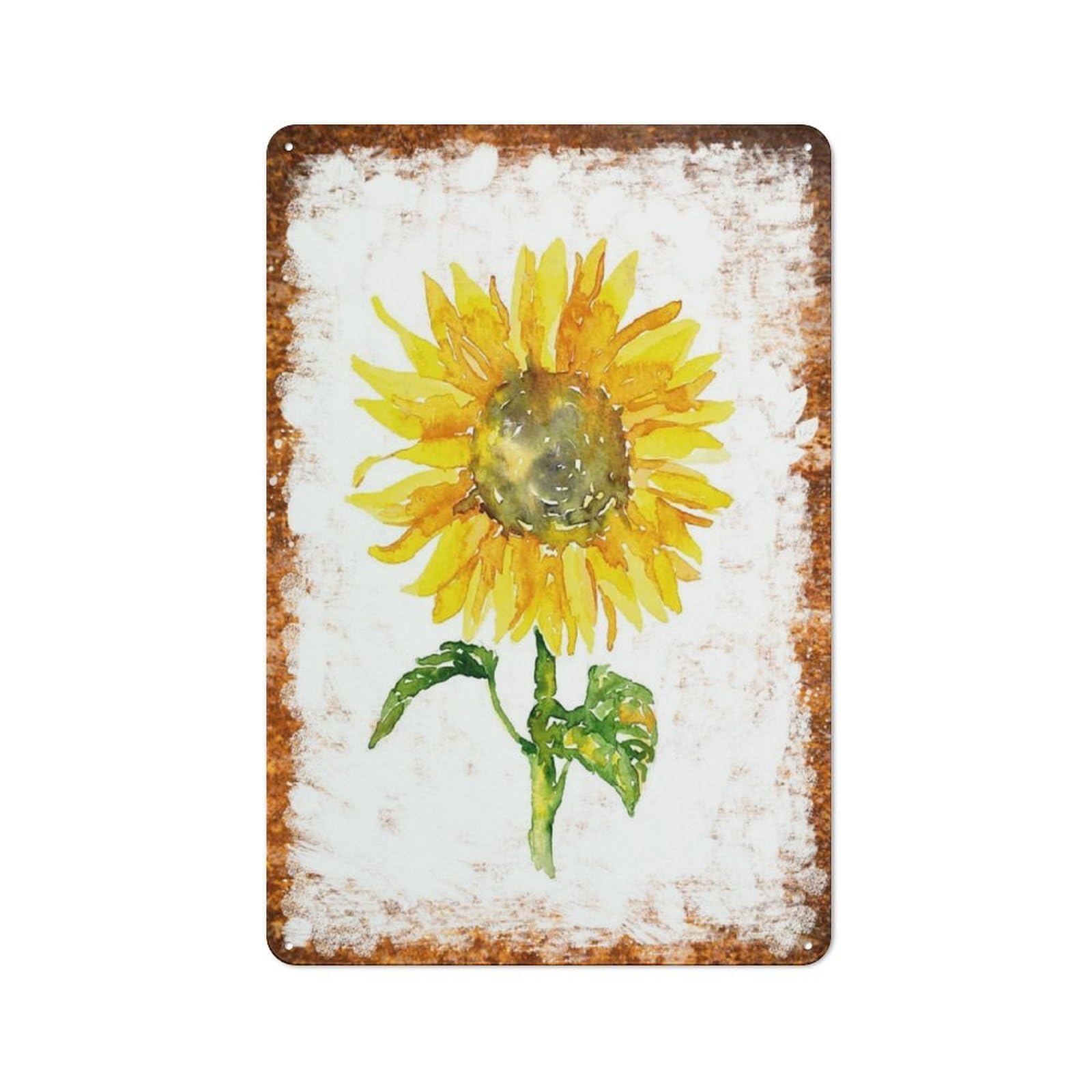 peiyeety Metal Tin Sign Vintage Watercolor Sunflower Art, Minimalist Botanical Home Accent, Durable Rustic Plaque for Bedroom, Living Room, Office,12x16 Inch