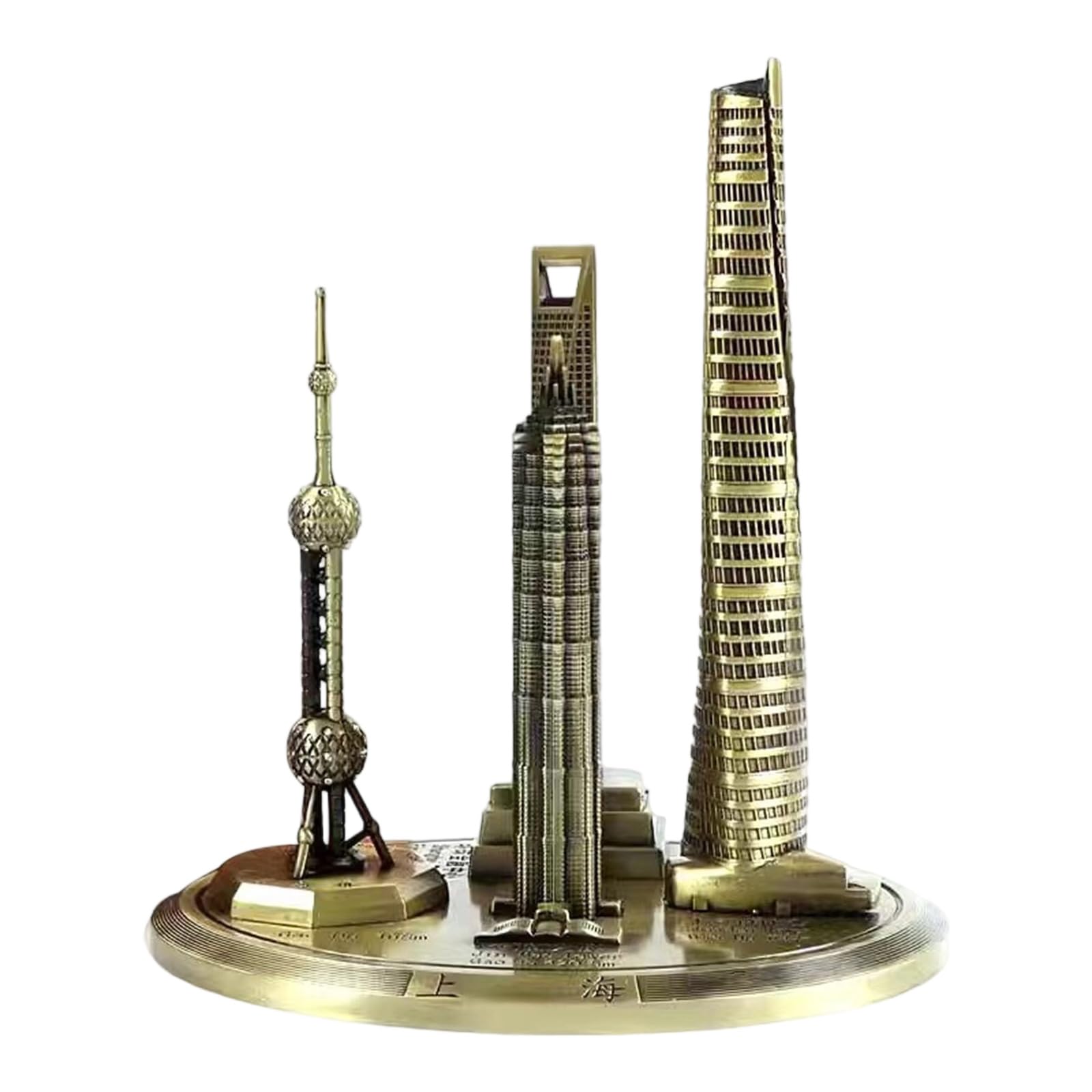 Hxnh Brass Shanghai Orientals Pearls Tower Replicas Sculpture Vintages Inspireds With Electroplated Alloys For Decorative Collectibles