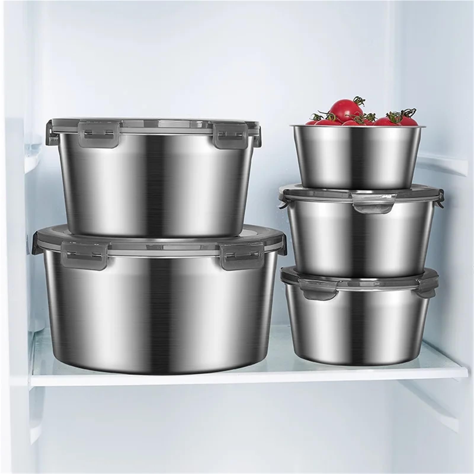 Contenitore for il pranzo rotondo in acciaio inossidabile 304, contenitore for alimenti portatile a prova di perdite, for mantenimento della freschezza, stoviglie Contenitore Per Alimenti(3500ML)