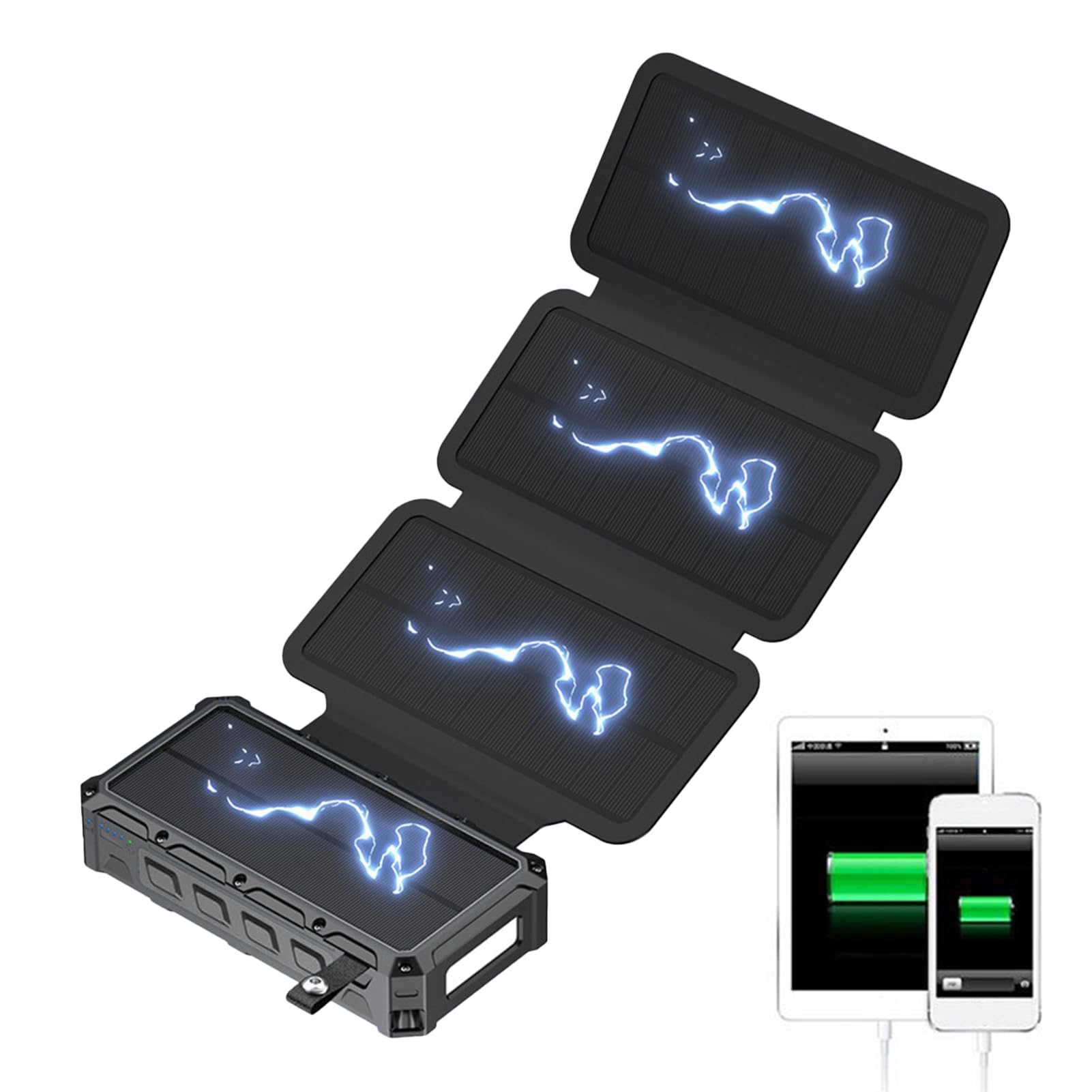 Power Bank Solare Allarme, , Luce LED E Wireless Integrati | Power Bank Caricatore Telefono per Casa, Viaggi, Escursionismo, Campeggio, Pesca, Uomini, Donne, Ragazzi, Ragazze, Giovani e