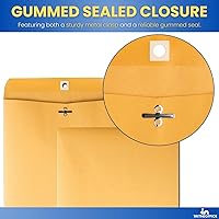 Vista 4 de 1InTheOffice Sobres marrones de 6 x 9 pulgadas, sobres manilla con cierre, solapas engomadas, 100caja