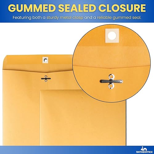 Miniatura 4 de 1InTheOffice Sobres marrones de 6 x 9 pulgadas, sobres manilla con cierre, solapas engomadas, 100/caja