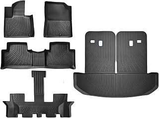 Floor Mats Compatible with Kia Sorento 2021-2025 6 Seater,All Weather Protection TPE Trunk Mat with Backrest Accessories(Gas & Hybrid(Floor Mats 5pcs,Fuel)